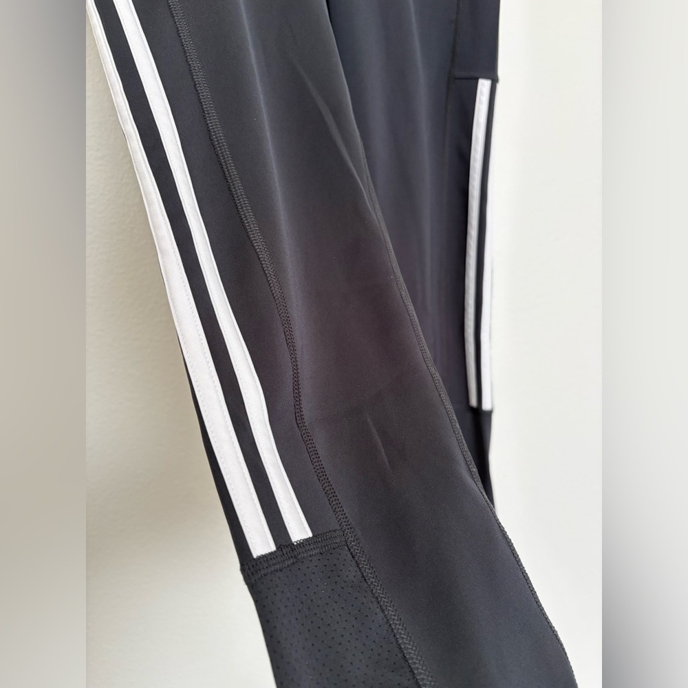 adidas Black Leggings with White Three-Stripe Side Panels Size Medium - Picture 2 of 10